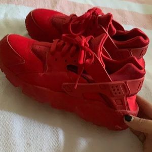 Kids 5.5 Nike all red Huarache worn 5 times